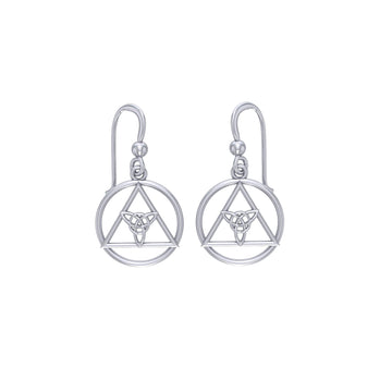 AA Recovery Symbol with Triquetra Sterling Silver Earrings TER2222